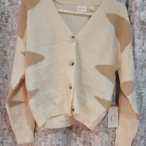 Cyrus Women's Cream and Tan Cardigan